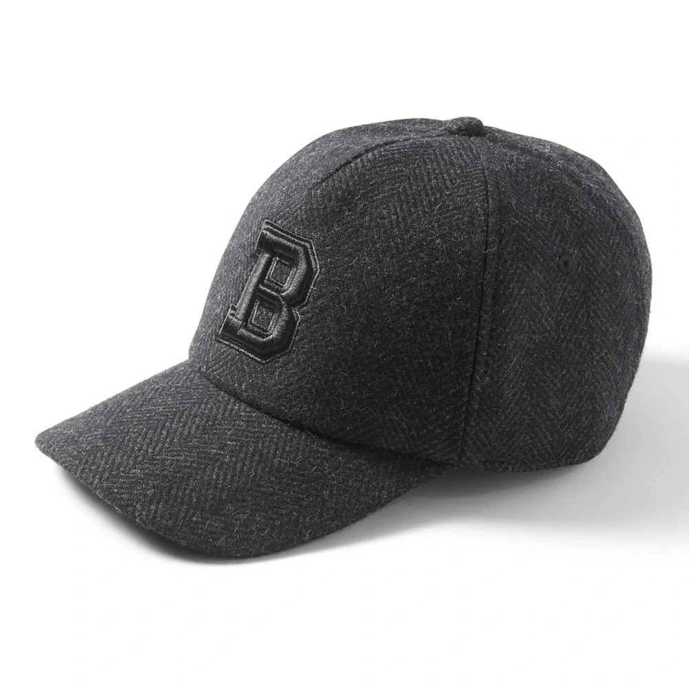 B wool leather Herringbone cap hat